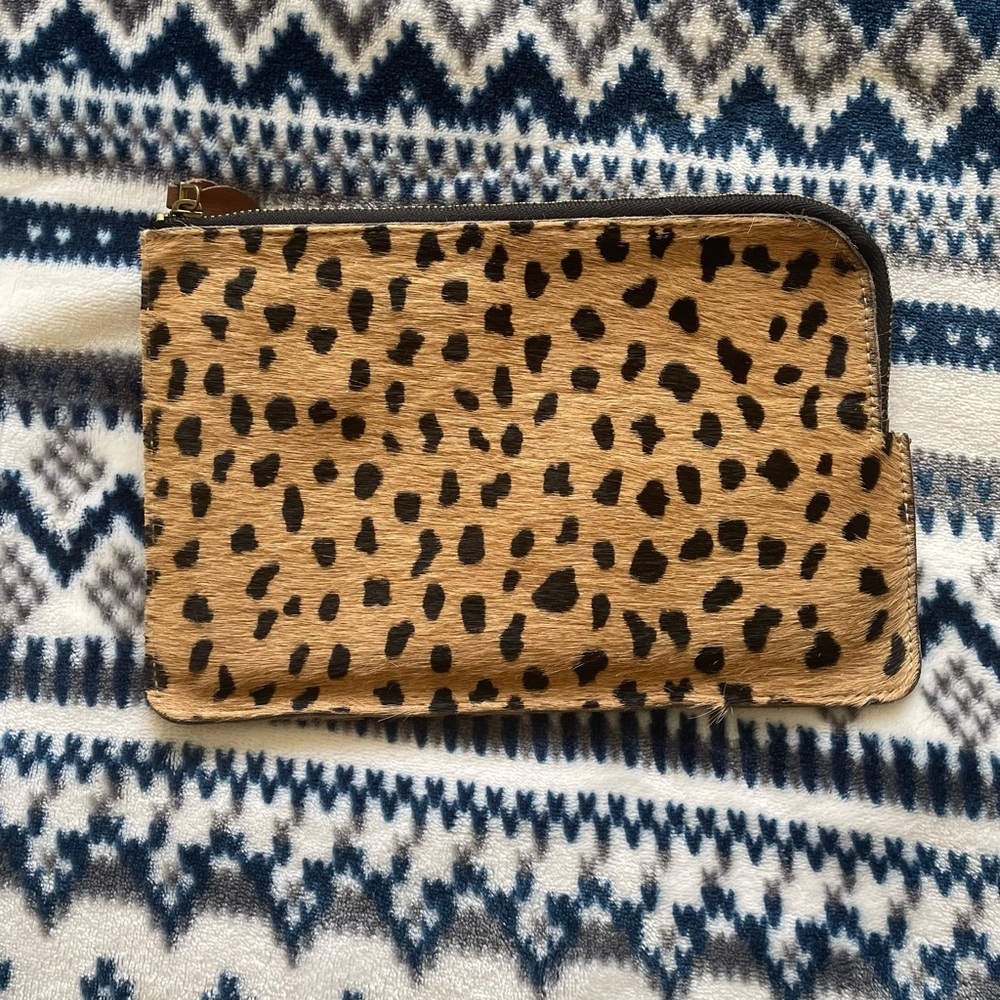 Madewell Cheetah Ponyhair clutch